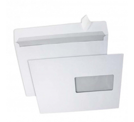 Enveloppe blanche avec fenêtre bande adhésive 80 Gr