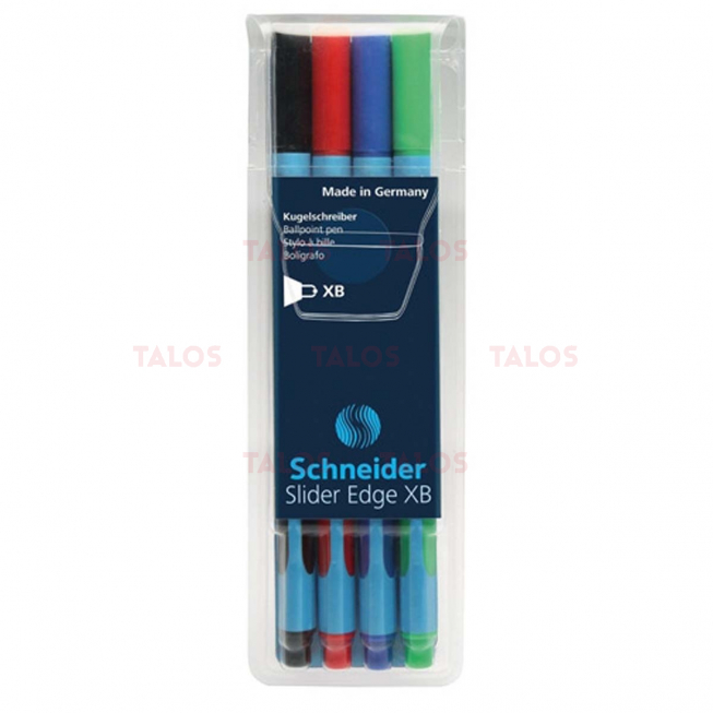 Pochette de 4 stylos Schneider Slider edge XB couleurs basics