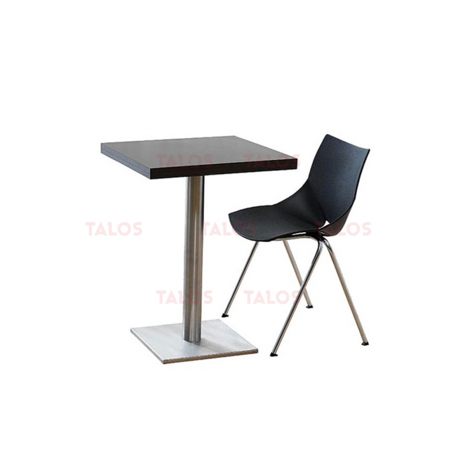 Table Inox carré 70x70 en bois stratifié