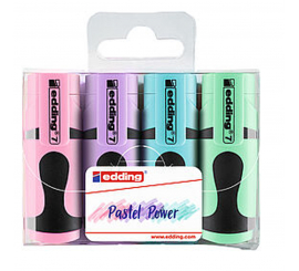 Pochette de 4 mini marqueurs Edding E7 couleurs pastels