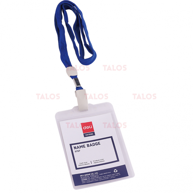 Porte badge PVC vertical DELI 95X68MM avec fil paquet de 50
