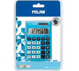 Calculatrice de poche bleue à 8 chiffres, avec étui