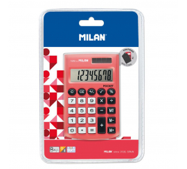 Calculatrice de poche 8 chiffres rouge, avec étui