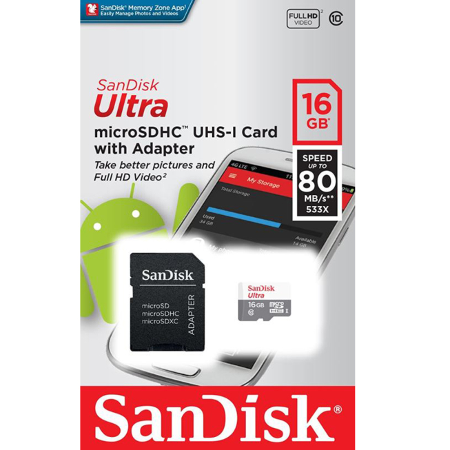 Carte micro SD XC SanDisk 16 GO - Talos