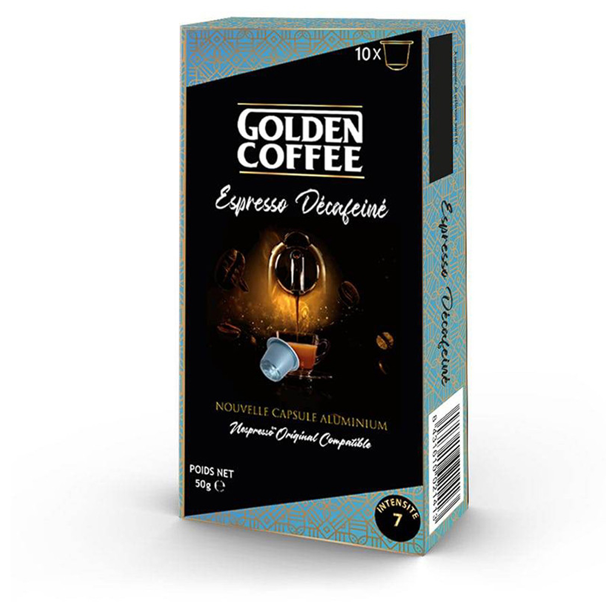 Paquet de 10 capsules compatibles Nespresso golden coffee decafeine - Talos
