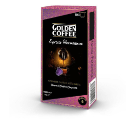 Paquet de 10 capsules compatibles Nespresso golden coffee harmonieux
