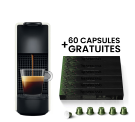 MACHINE À CAFÉ NESPRESSO MINI ESSENZA BLANC + 60 capsules gratuites